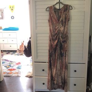 SNAKESKIN PRINT MAXI DRESS WITH RUCHED FRONT LARGE